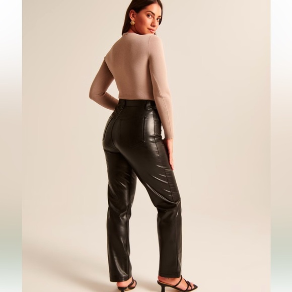 New! Abercrombie & Fitch SZ 31/12 curve love vegan leather high rise loose pants - Picture 6 of 14